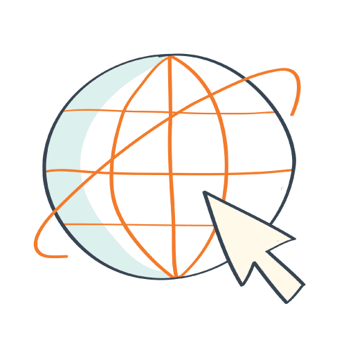 Globe and internet illustration, online test results